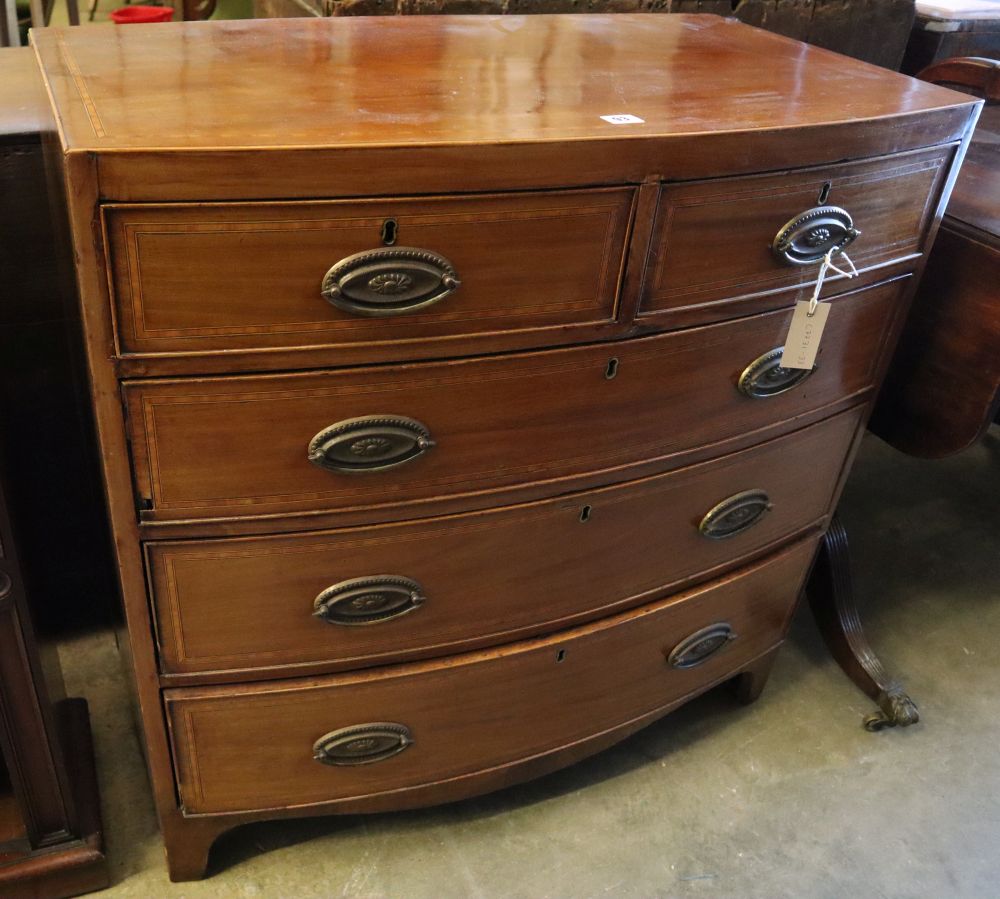 A Regency mahogany bowfront chest of five drawers, width 88cm
